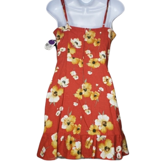 Speechless Dress Orange and Yellow Spaghetti Straps Floral Print Size Large NWT - Picture 4 of 15